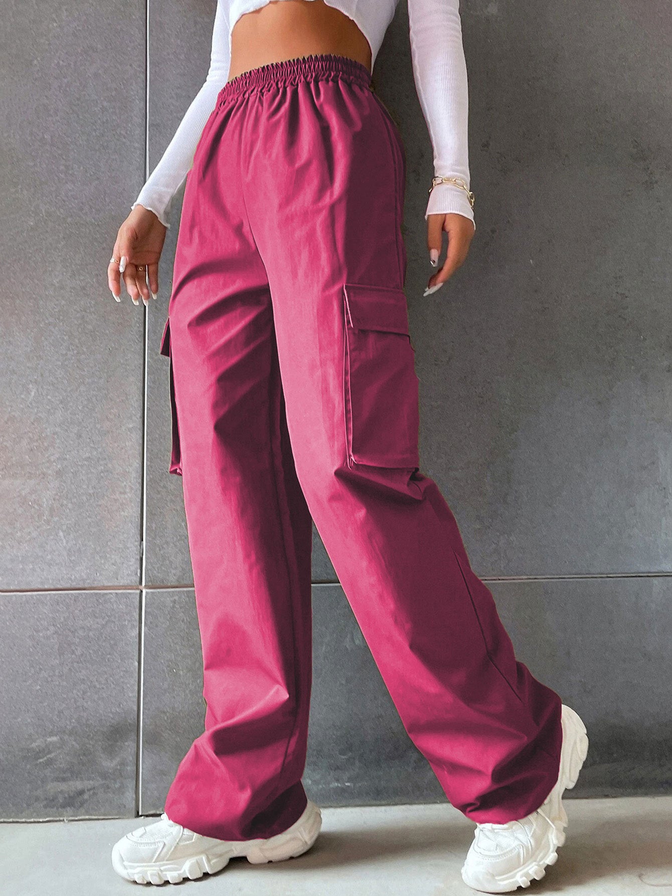 Damen Cargo Hose mit elastischem Bund und praktischen Seitentaschen Sovae