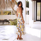 Damen Blütenprint Midikleid Sovae