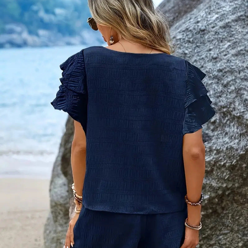 Damen Bequemer Jumpsuit mit Rüschendetails Sovae