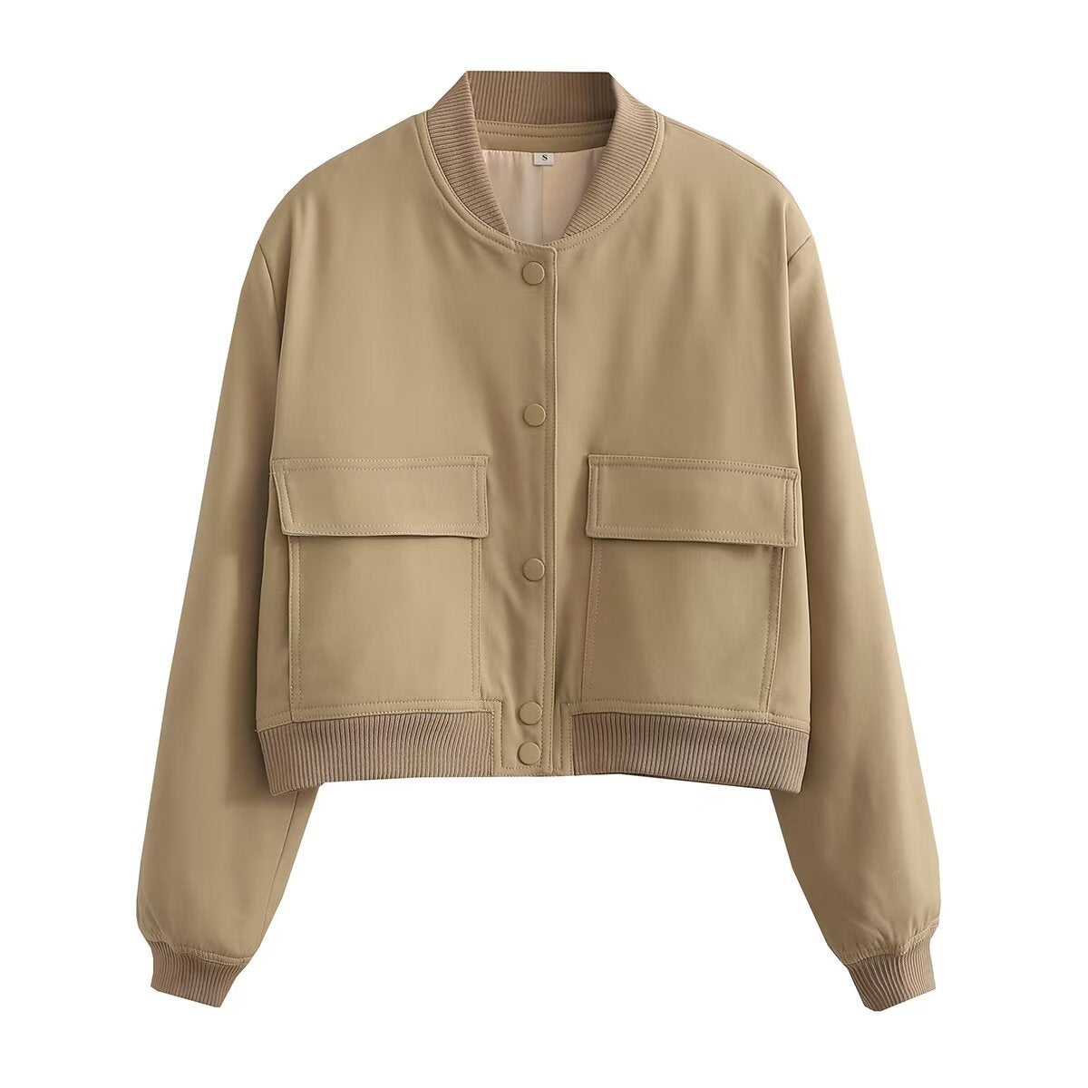 Damen modische cropped Jacke mit animalischem Muster und praktischen Taschen Sovae