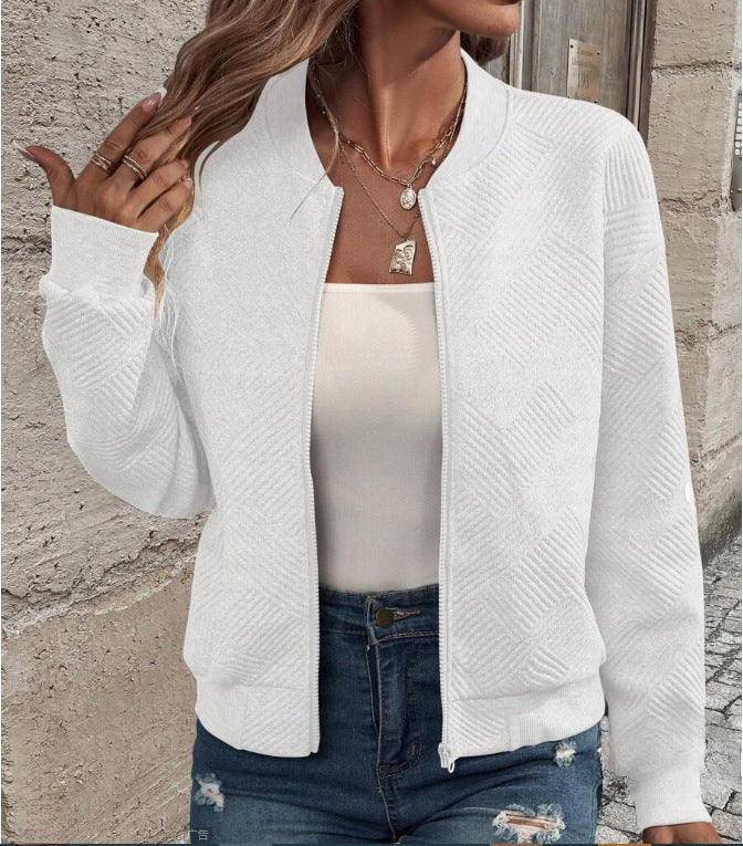 Damen lässige Zip-Jacke mit strukturiertem Design Sovae