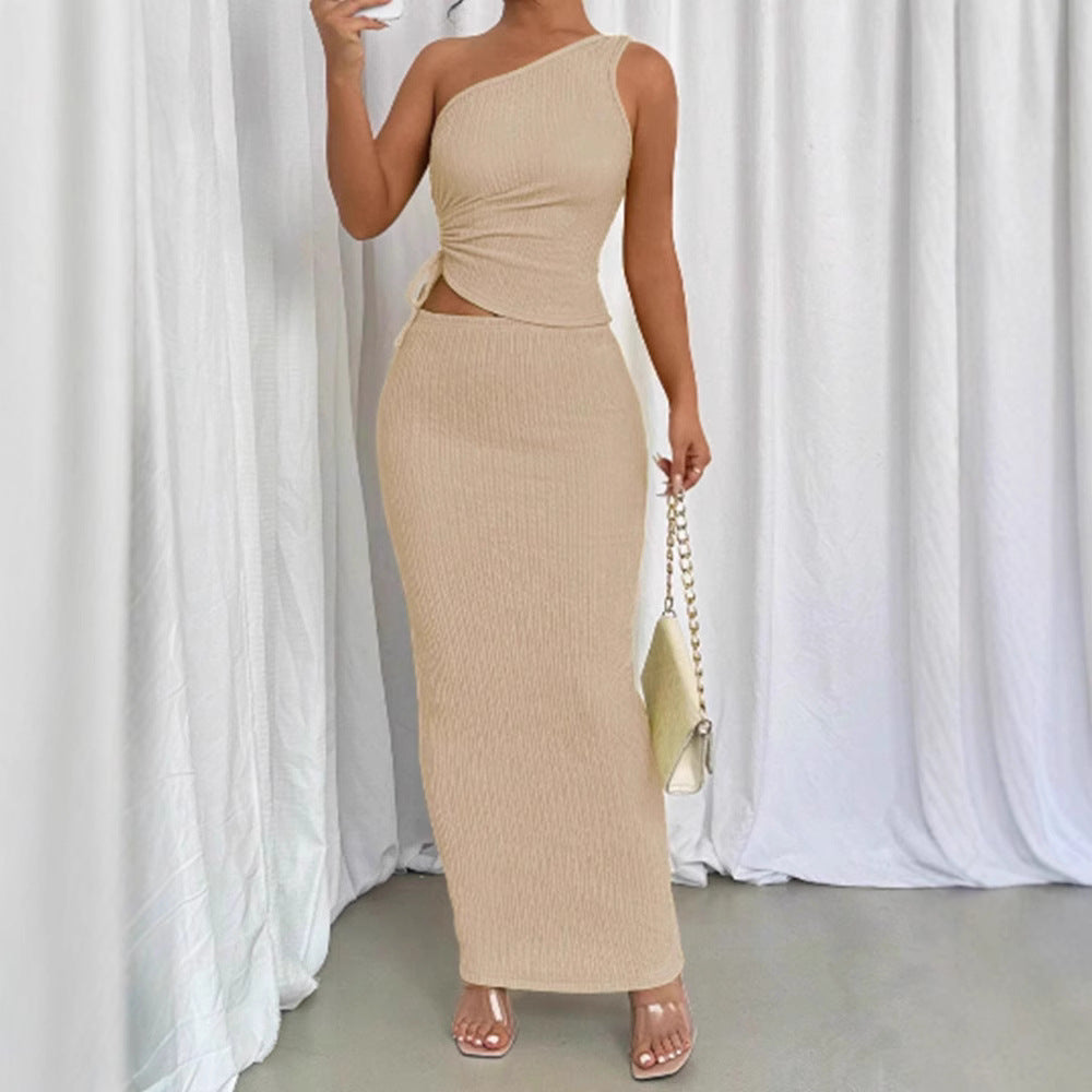 Damen Elegantes asymmetrisches Maxikleid mit Wickeldetails Sovae