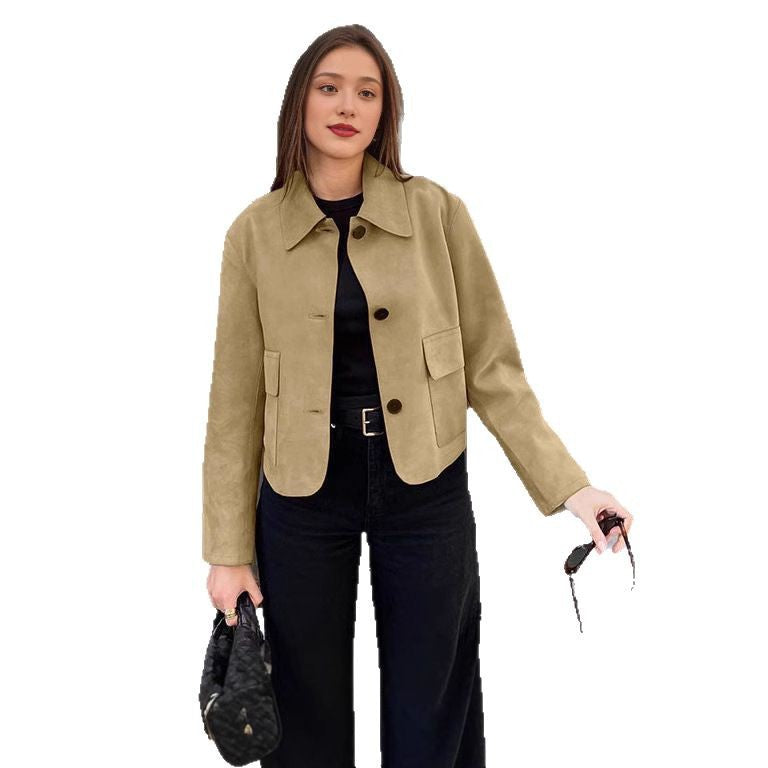 Damen trendige Wildlederjacke Sovae