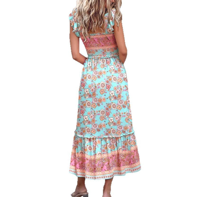 Bohemian Tropical Print Maxi-Kleid für Damen Sovae