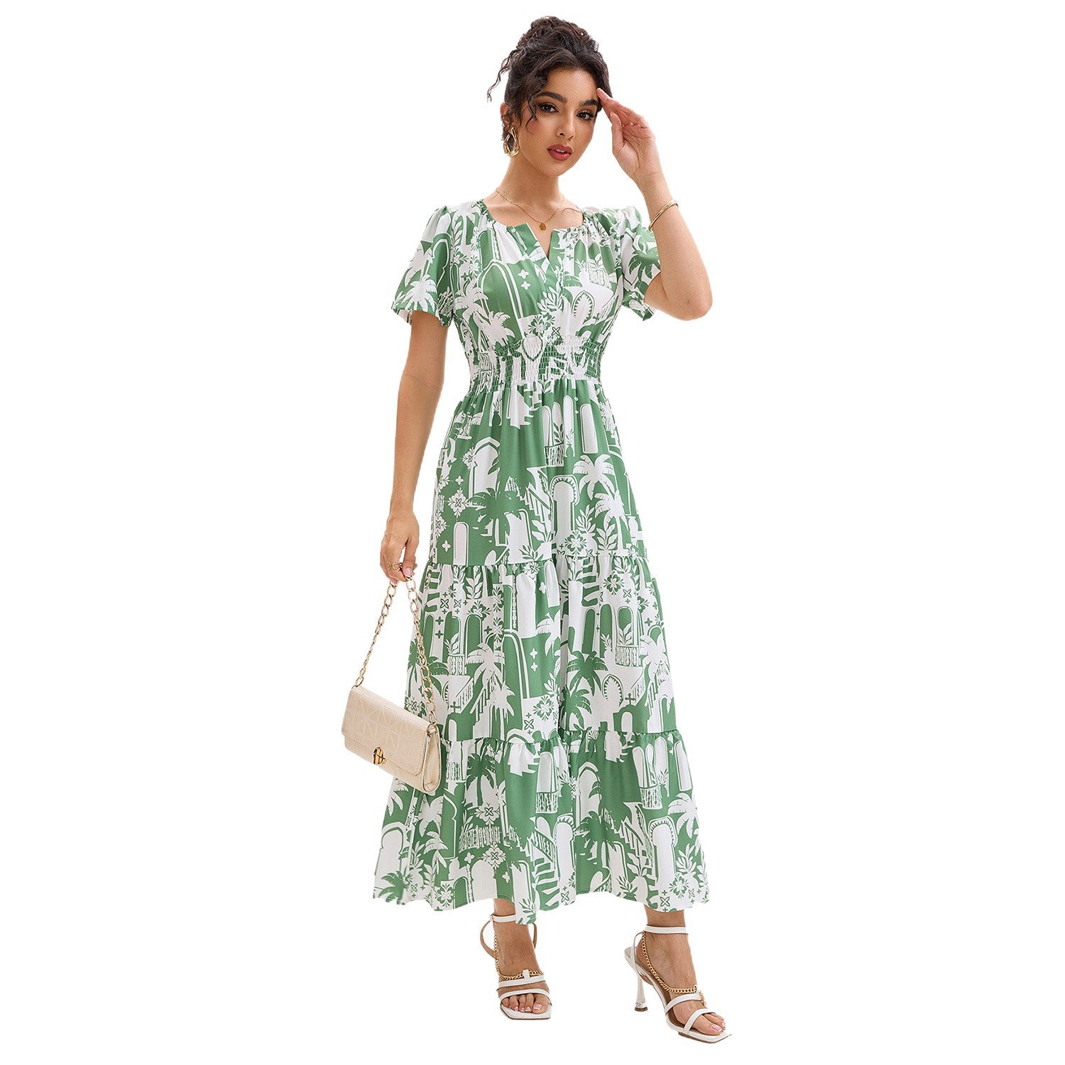 Damen Maxikleid mit floralem Muster Sovae