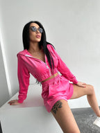 Damen sportliches Fleece Loungewear Set mit Kapuze Sovae