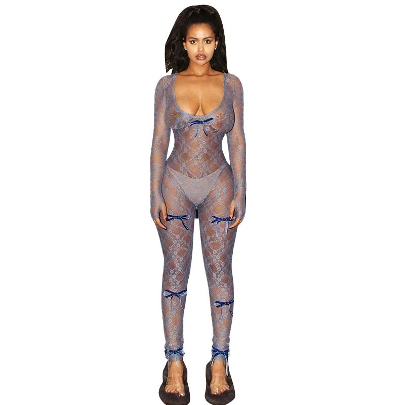 Damen Transparente Spitzenkombination Sovae