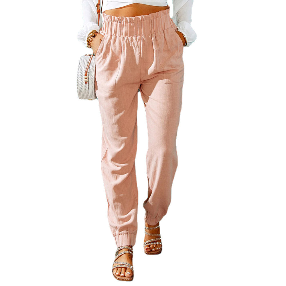 Damen Bequeme und elegante Sommerhose mit elastischem Bund und praktischen Taschen Sovae