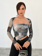 Damen Langarmbluse mit asymmetrischem Schnitt und kreativem Design Sovae