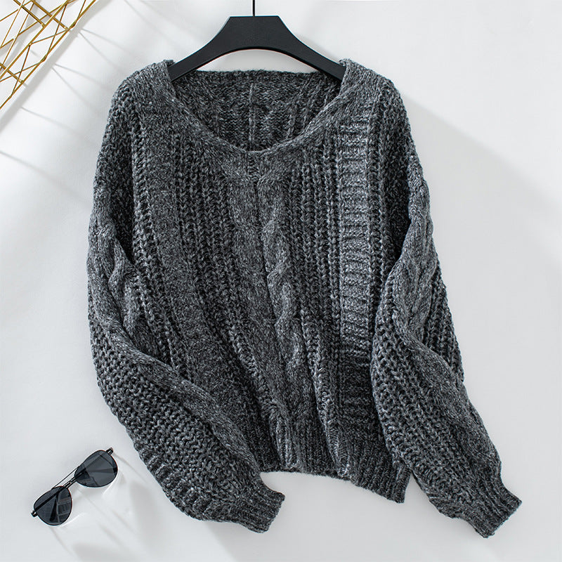 Damen Grobstrickpullover mit oversized Schnitt und Zopfmuster Sovae