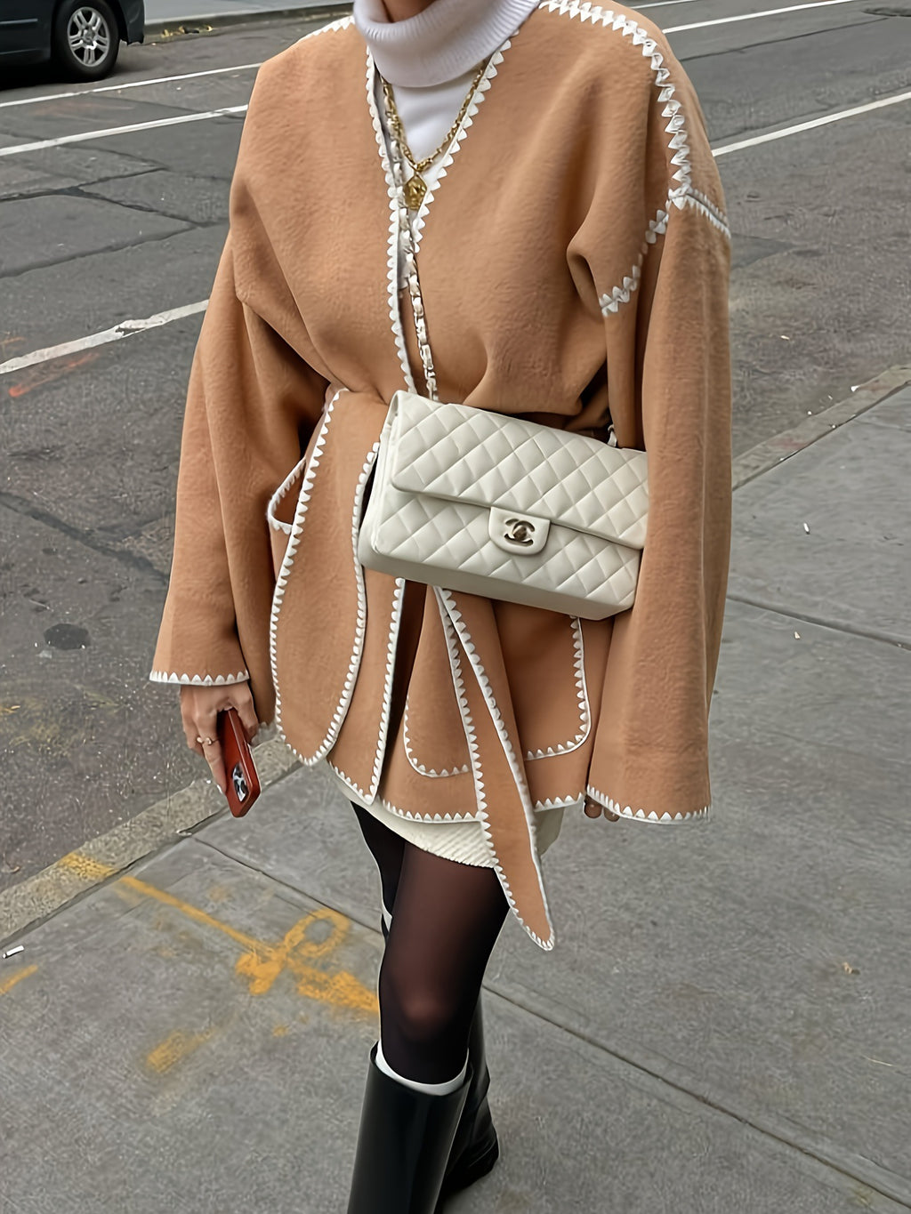 Damen modische Wickeljacke mit kreativen Nähten Sovae