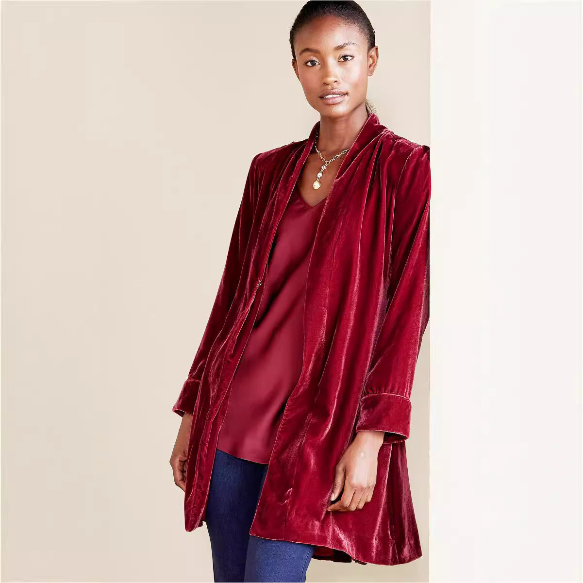 Damen luxuriöse Veloursjacke Sovae