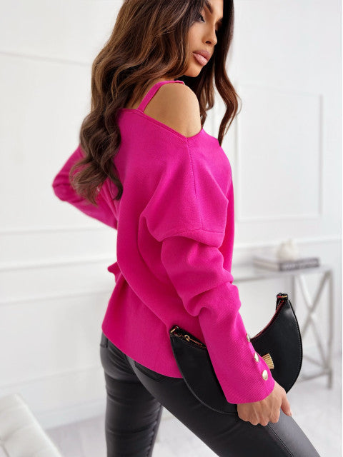 Damen Stilvolles Strickoberteil mit Off-Shoulder-Design Sovae