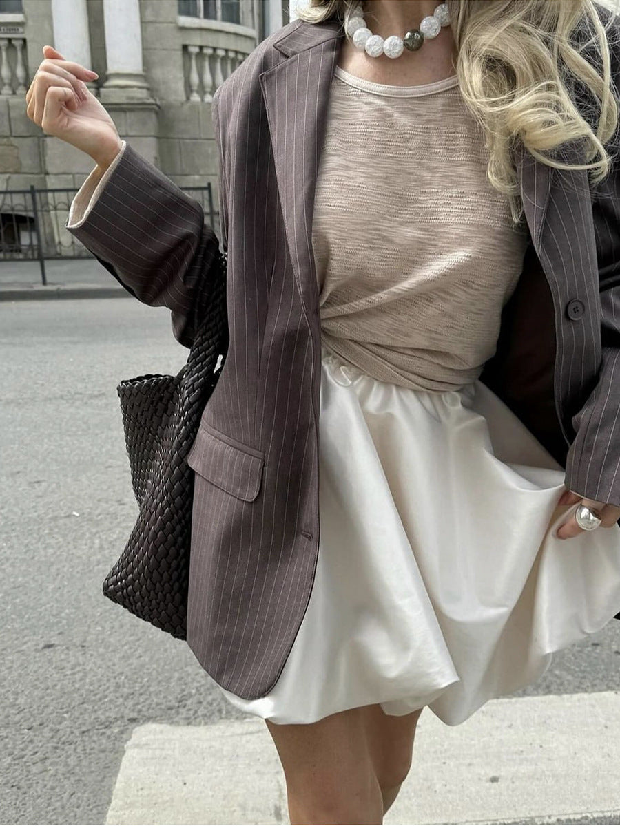 Damen gestreifter Blazer mit schmalem Schnitt und klassischen Details Sovae