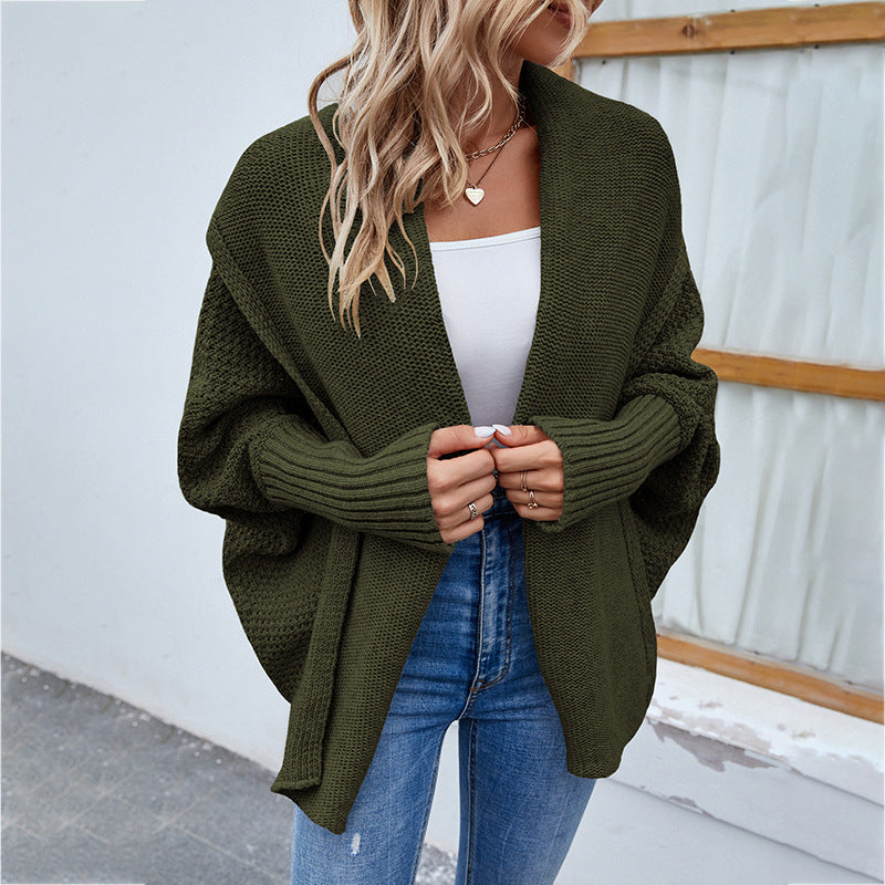 Damen Strickjacke mit offenem Schnitt und voluminösen Ärmeln Sovae
