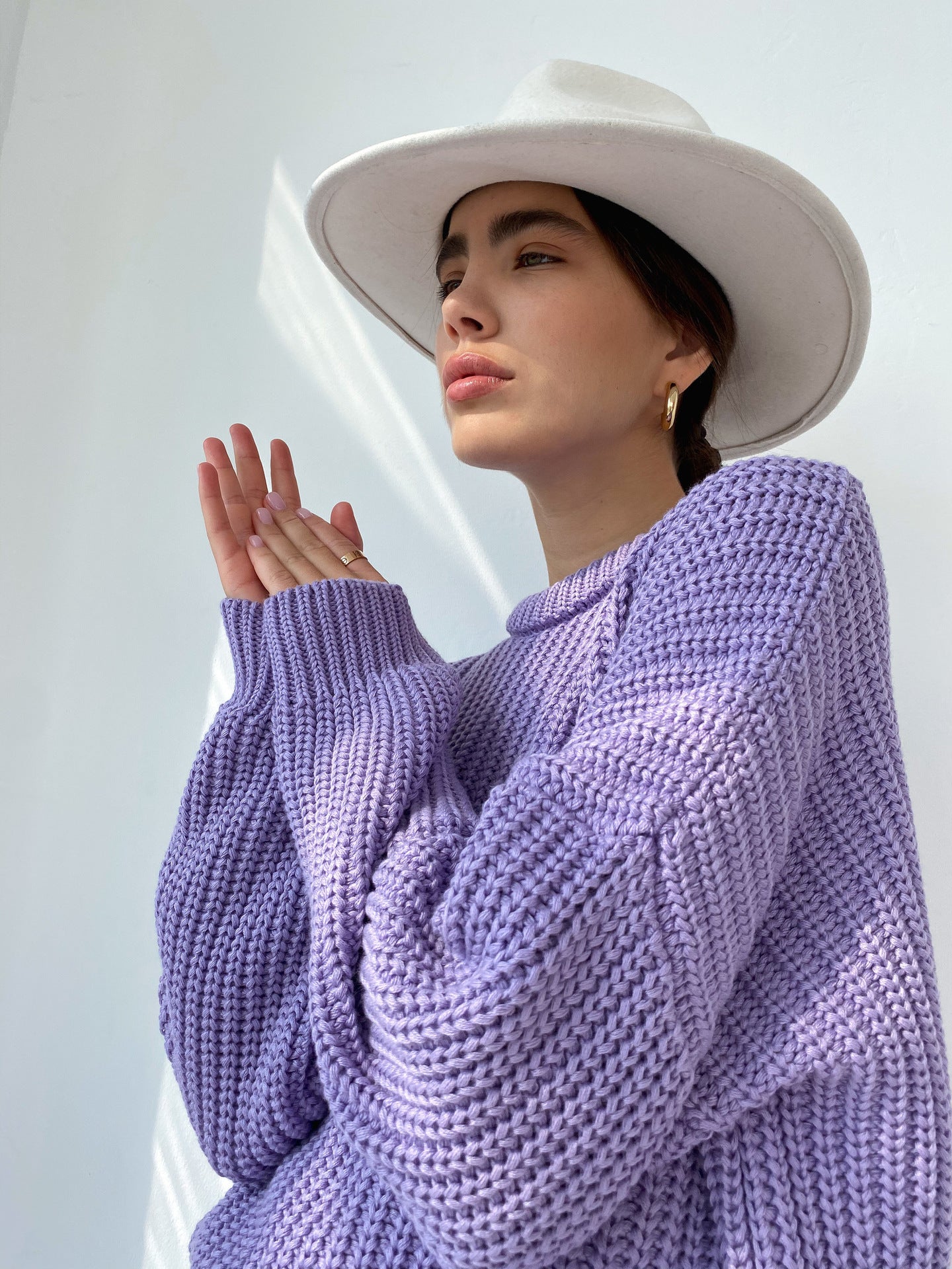 Damen lässiger Strickpullover mit strukturierter Mascheninterpretation und weitem Schnitt Sovae