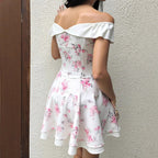 Damen Off-Shoulder Kleid mit floralem Design Sovae