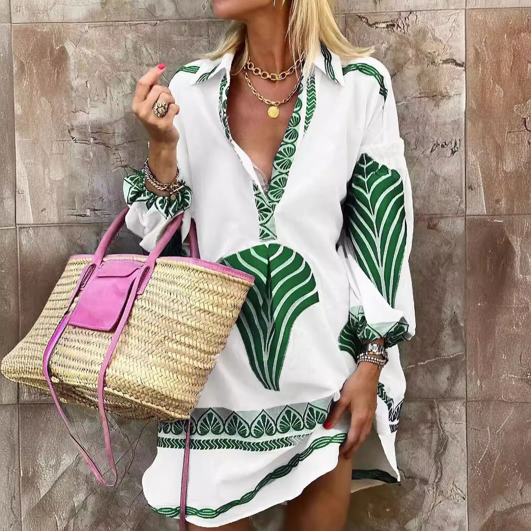 Damen Leichtes Strandkleid mit elegantem Muster Sovae