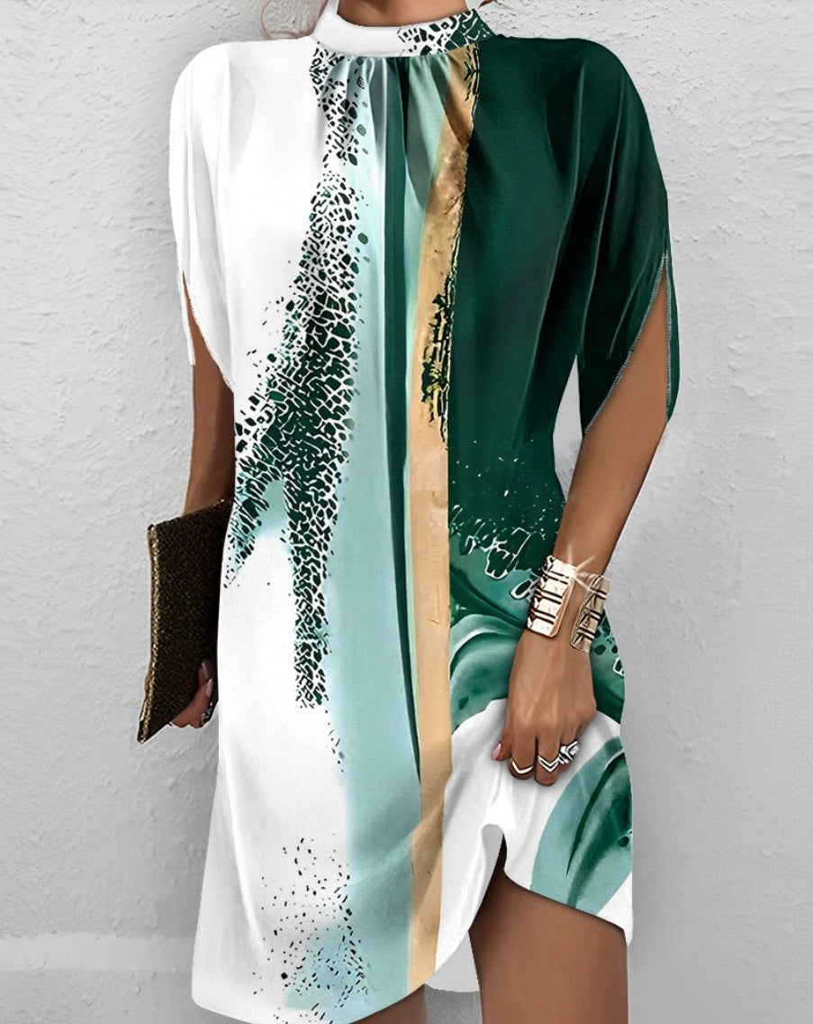 Damen Freizeitkleid mit modernem, farbenfrohem Muster und lockerer Passform Sovae