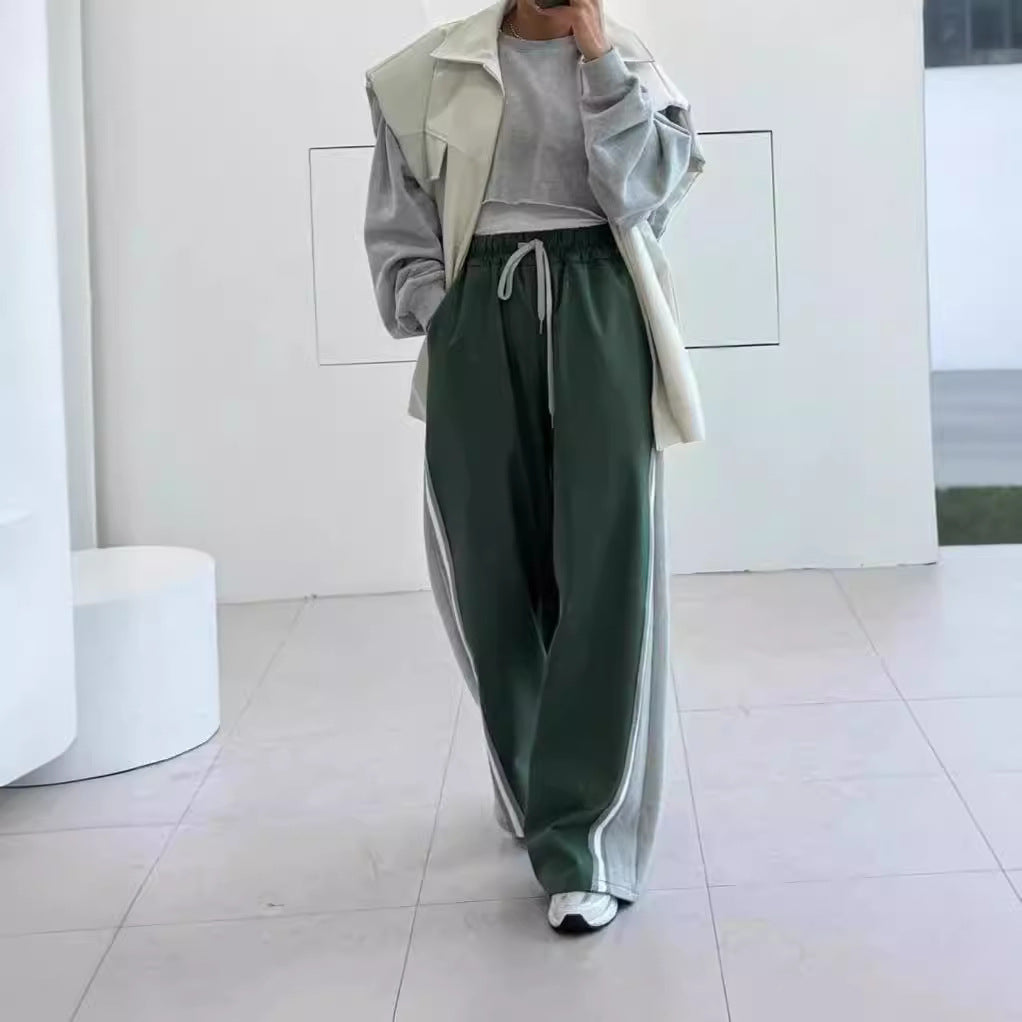 Damen Sportswear-Hose mit seitlichen Kontraststreifen und hohem Bund Sovae