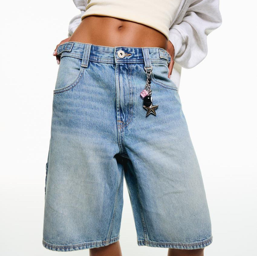 Damen High-Waist Denim-Bermudas mit lässigem Schnitt Sovae