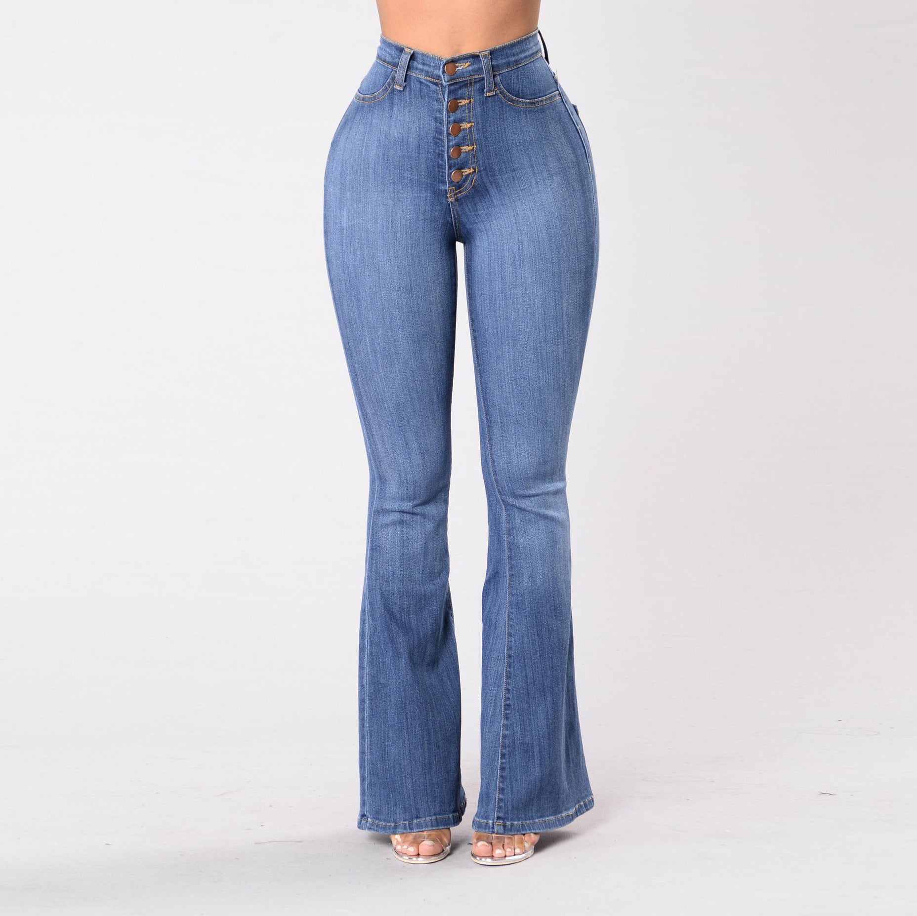 Damen High-Waist Schlagjeans Sovae