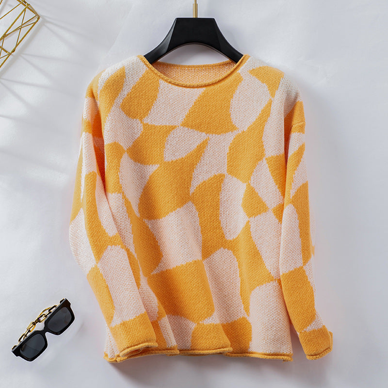 Damen Strickpullover mit modernem Muster und lässigem Schnitt Sovae