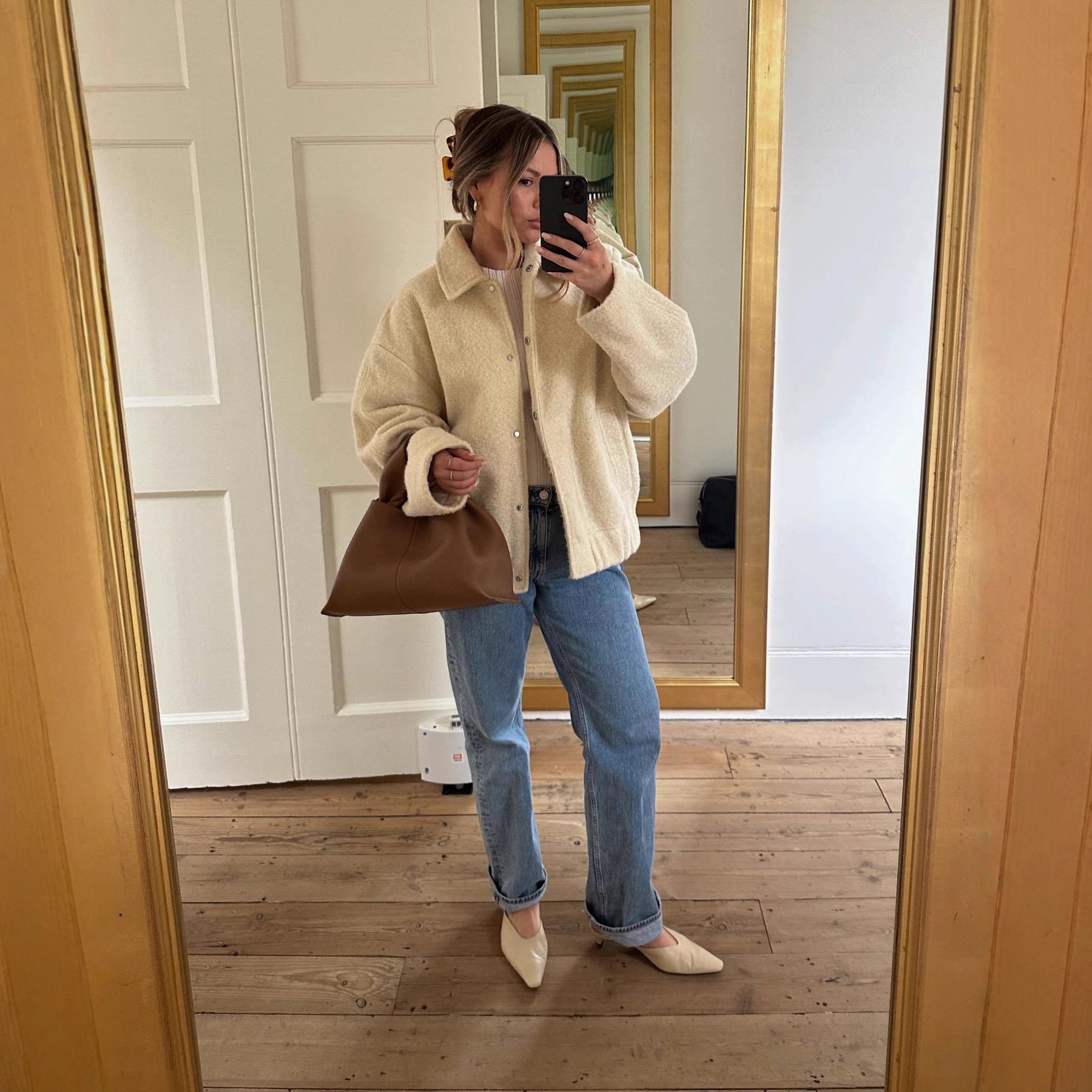 Damen kuschelige Teddyjacke mit seitlichen Taschen und elastischem Saum Sovae