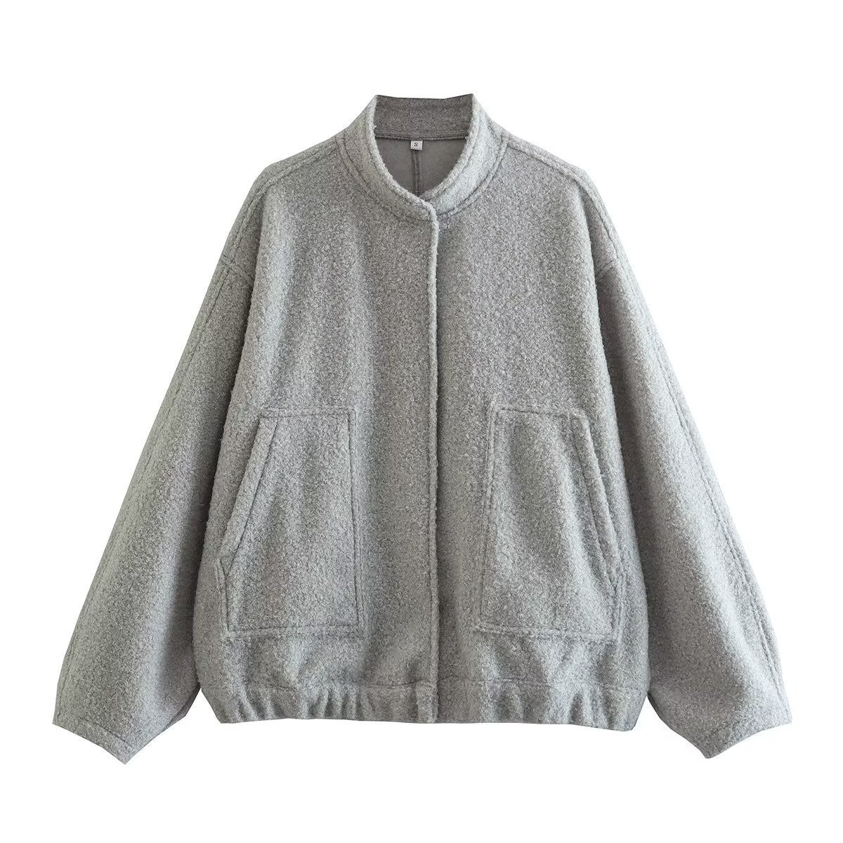 Damen lässige Fleecejacke mit geräumigen Taschen und elastischem Saum Sovae