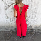 Damen lässiger Jumpsuit mit tierischem Druck und Taschen Sovae