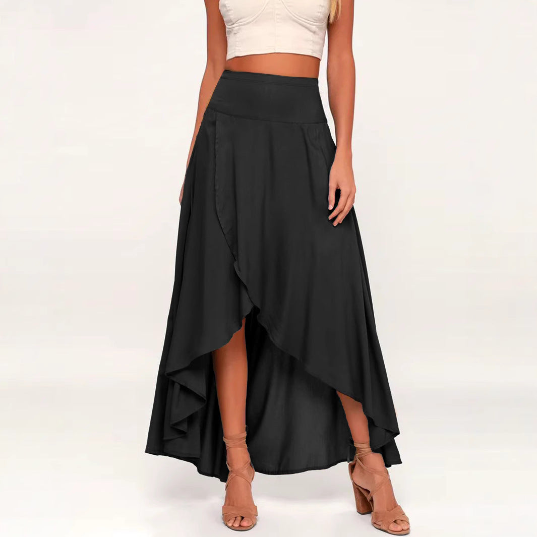 Damen asymmetrischer Maxirock mit fließendem Schnitt und eleganter Taillenpartie Sovae