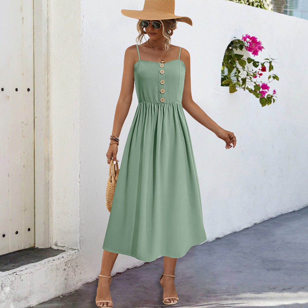 Damen Sommerliches Maxikleid mit Knopfdetails und komfortablem Schnitt Sovae