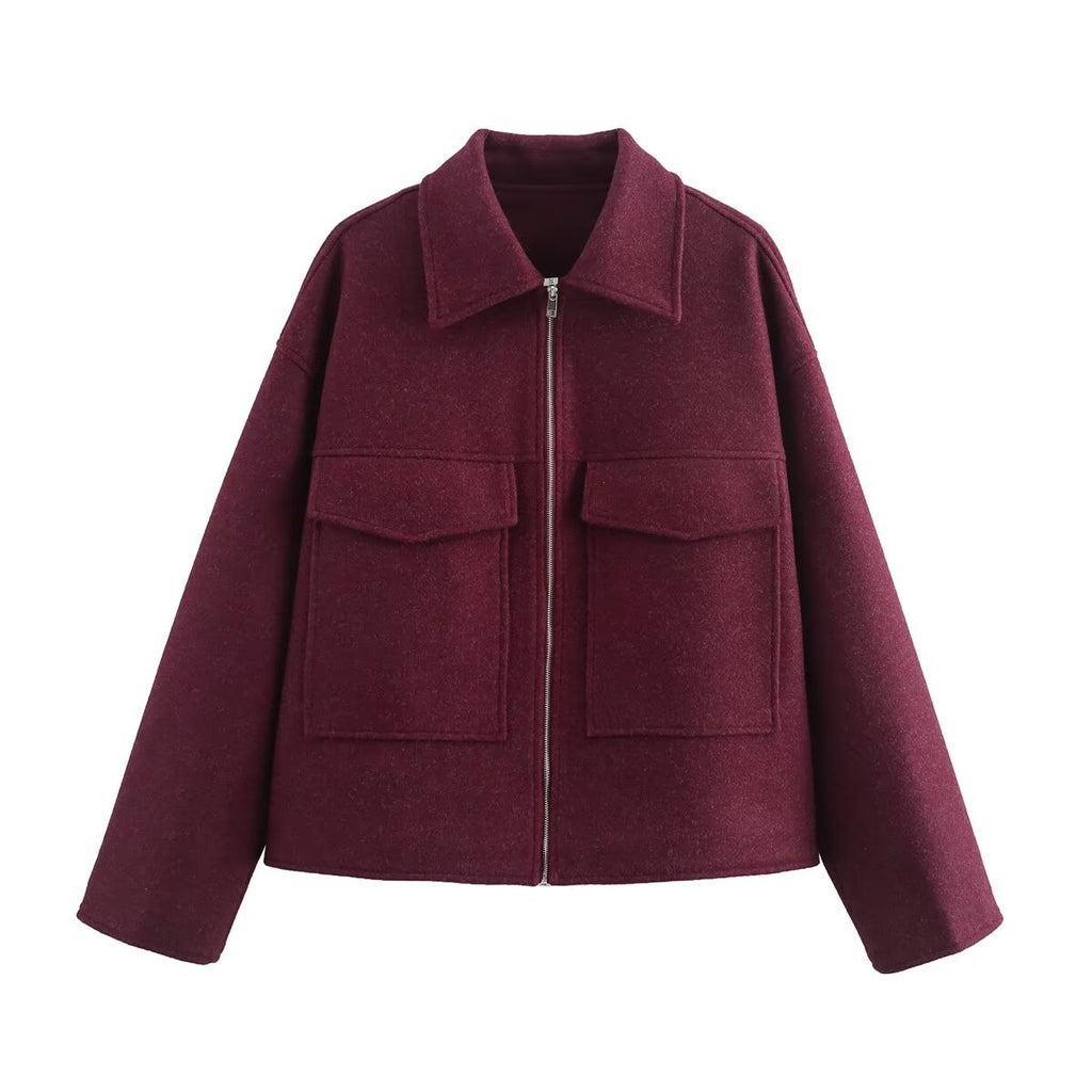 Damen lässige Wolljacke mit praktischen Taschen und modernem Schnitt Sovae