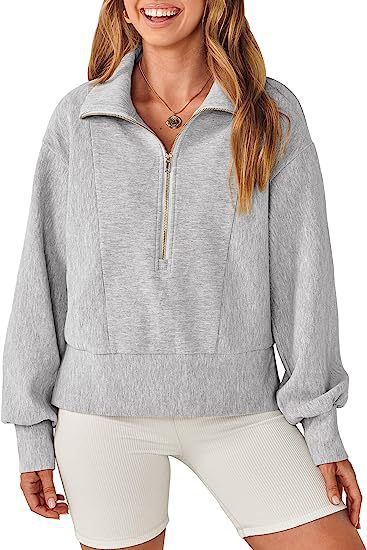 Damen sportlicher Fleece-Pullover mit Reißverschluss und lässigem Schnitt Sovae