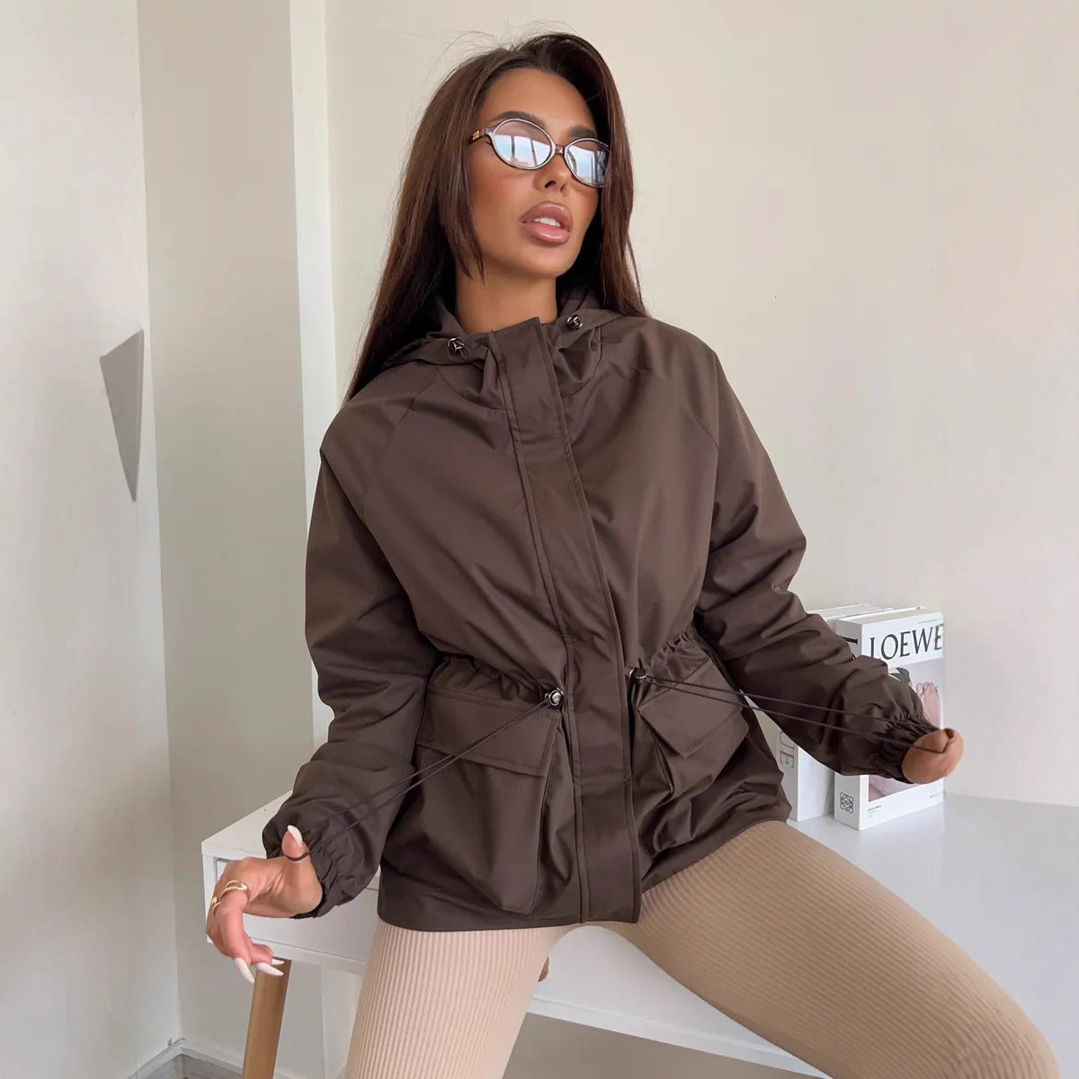 Damen funktionale Windjacke mit Kapuze Sovae