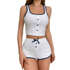 Damen Sportliches Zweiteiliges Set mit Knopfdetails Sovae