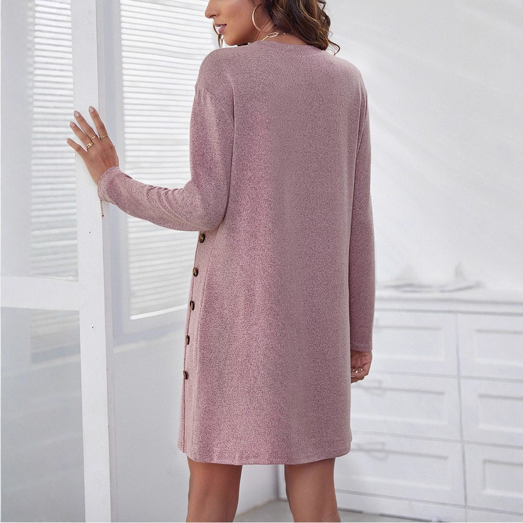 Damen Kuscheliges Langarmkleid Sovae