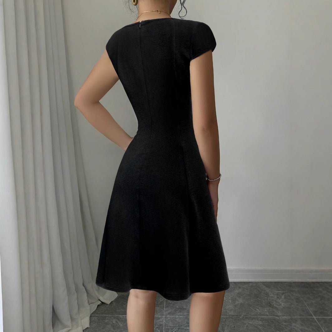 Damen A-linien Kleid mit quadratischem Ausschnitt und eleganten Details Sovae