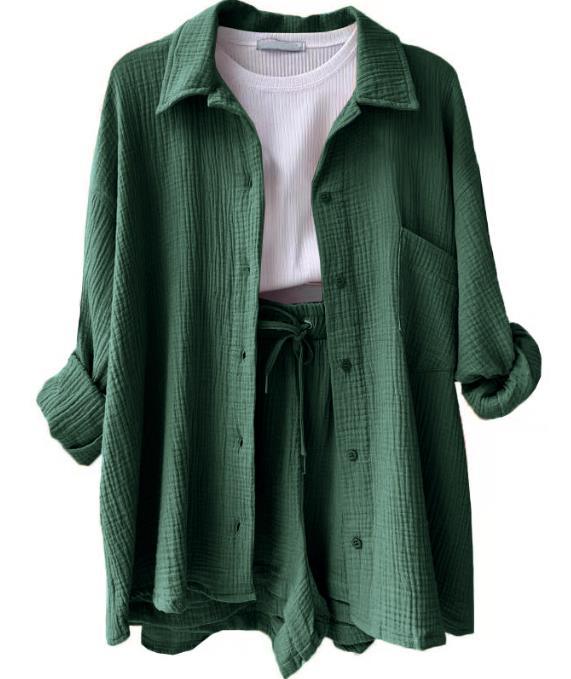 Damen lässiges Oversize-Hemd mit kurzem Schnitt und praktischen Taschen Sovae