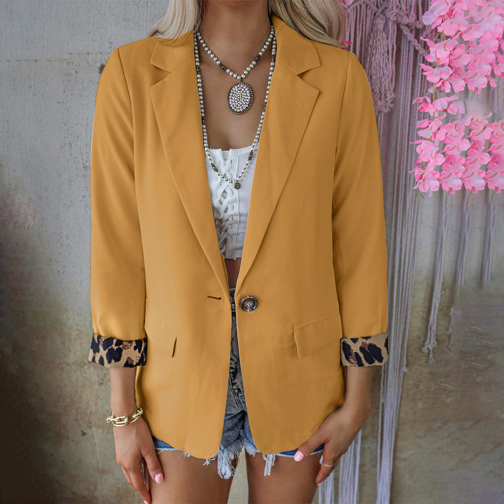 Damen modische Blazer mit tierischem Muster an den Ärmeln Sovae