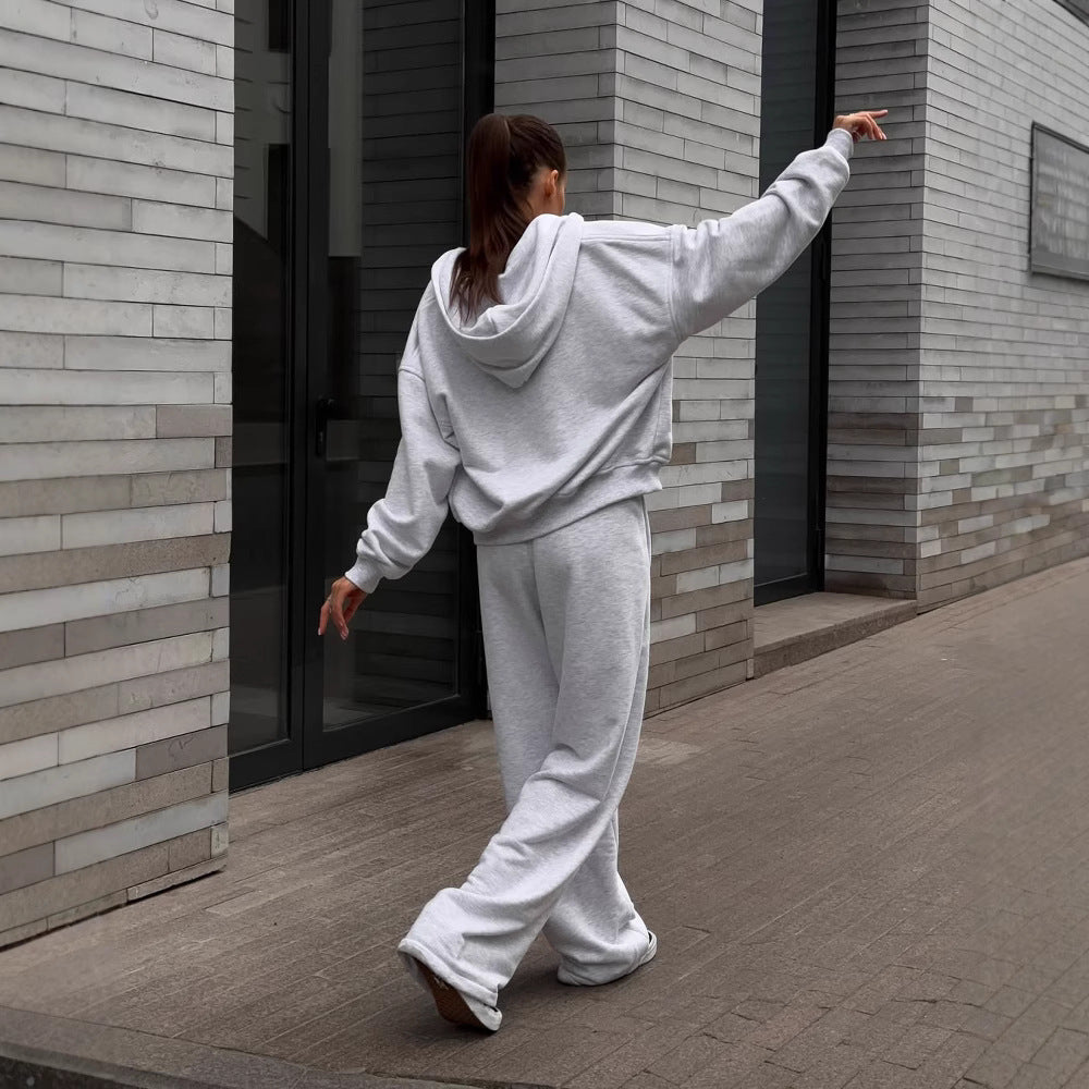 Damen Oversized Kapuzenjacke und bequeme Sweathose Sovae