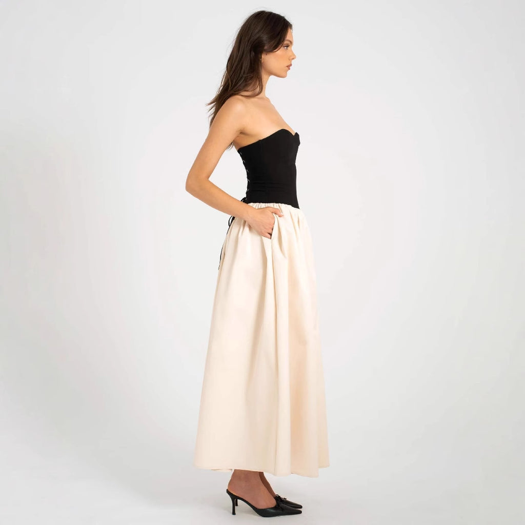Damen Abendkleid mit elastischem Brustbereich und voluminösem Rock Sovae