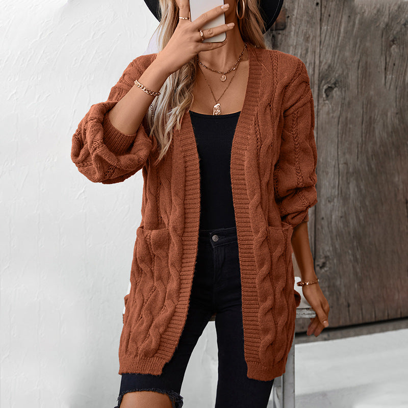 Damen Strickjacke mit einem stilvollen Flechtmuster Sovae