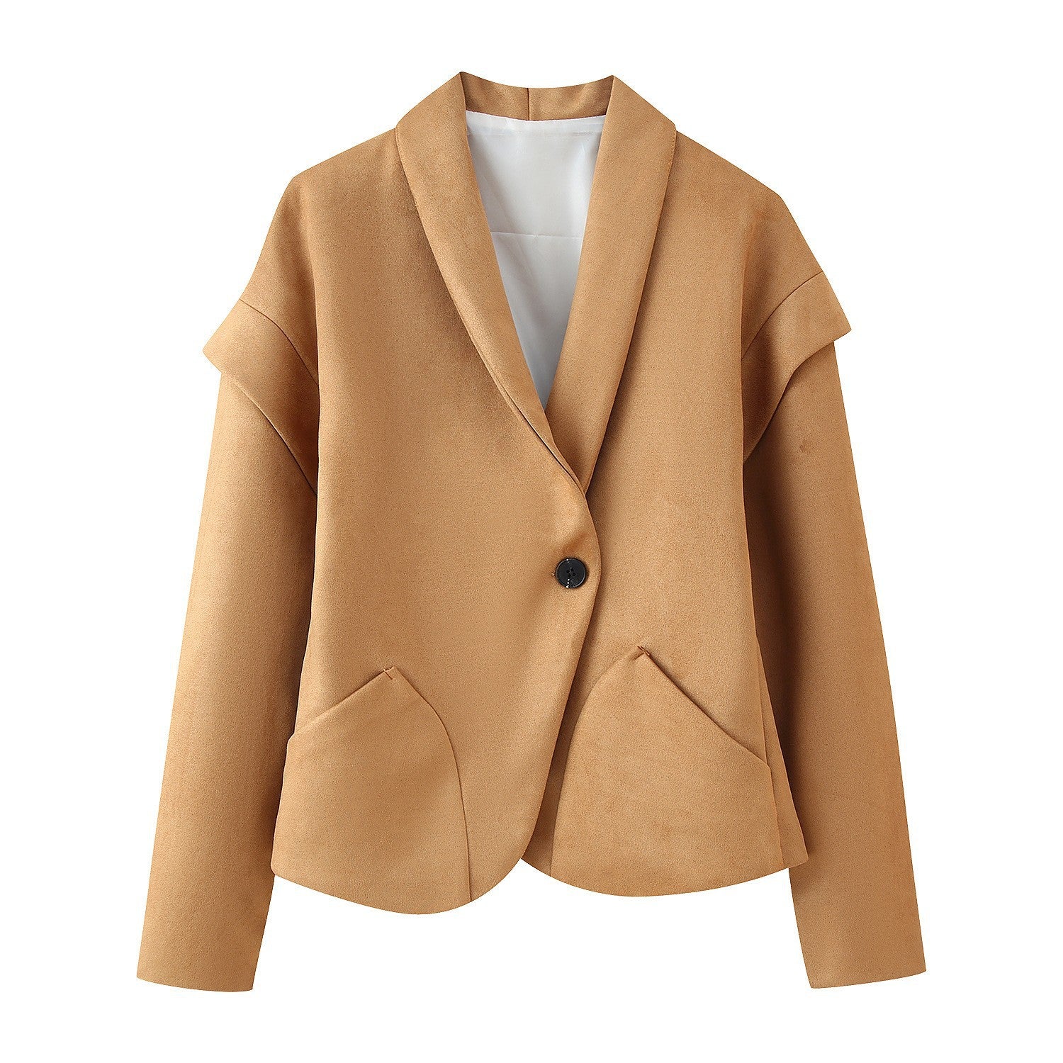 Damen moderne Blazerjacke mit strukturiertem Stoff und aufgesetzten Taschen Sovae