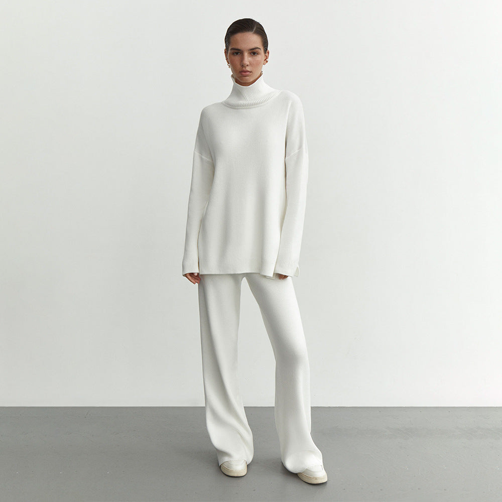 Damen Modisches Strickensemble mit hohem Kragen und weitem Schnitt Sovae