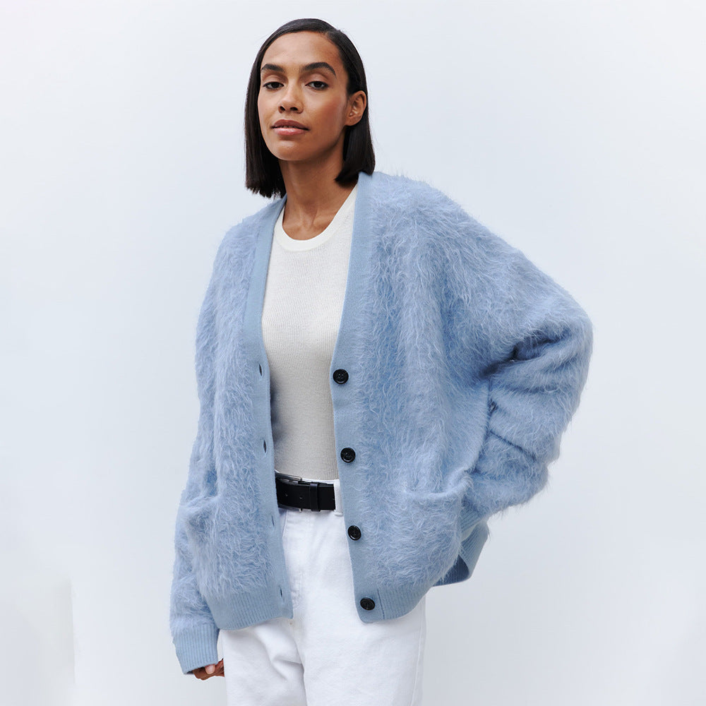 Damen Weicher Cardigan aus Mohair mit Knöpfen Sovae