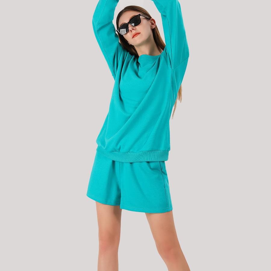 Damen lässiges Sweatshirt und Shorts Set Sovae