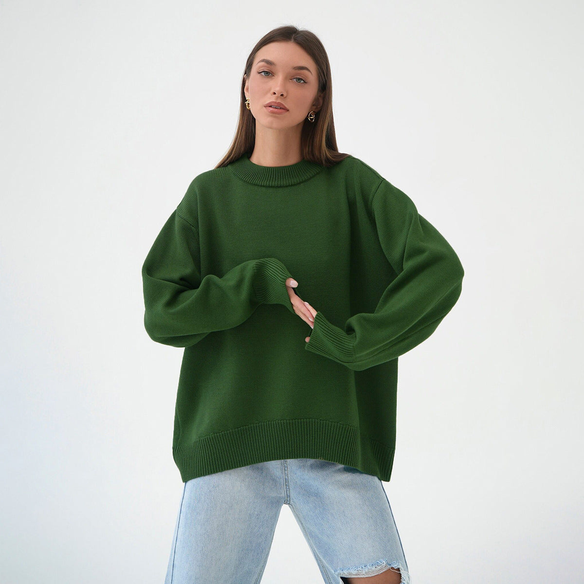 Damen Bequemer Oversized Pullover aus hochwertigem Strick Sovae