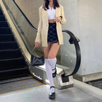 Damen Minirock mit modernem Karomuster und verspieltem Saum Sovae