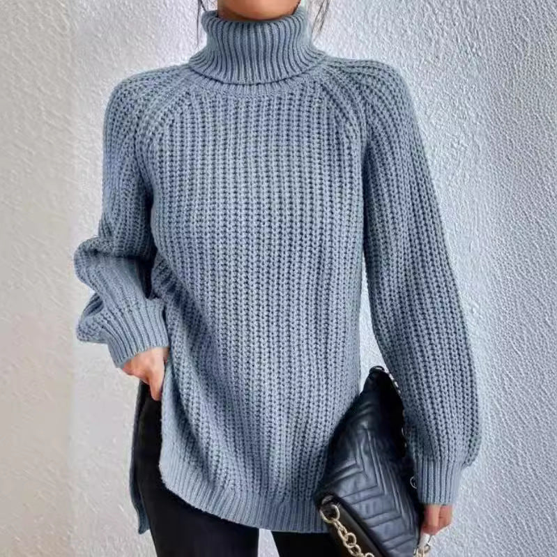 Damen gemütlicher Strickpullover mit Rollkragen und weitem Schnitt Sovae